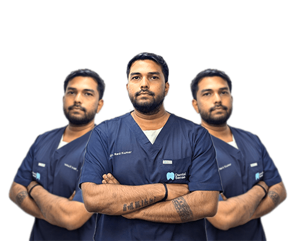 Best dentist in Patna Dr. Ravi Kumar in multiple confident poses at Dental Sense Clinic
